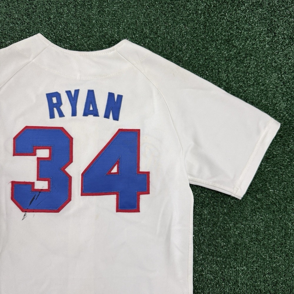Vintage 90s Goodman Texas Rangers Baseball Jersey Nolan Ryan Size Small (Large)